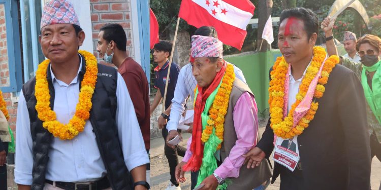 धरान -१८ को घरदैलोमा निवर्तमान मेयर तिलक राईको साथ