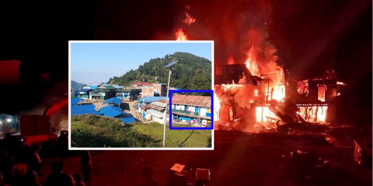 बाक्सिला बजारको एक घरमा आगलागी हुँदा पाँच घर जलेर नष्ट