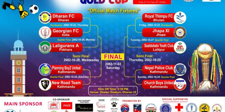 २६ औ संस्करणको अन्तर्राष्ट्रिय आमन्त्रण बुढासुब्बा गोल्डकपको खेलतालिका सार्वजनिक